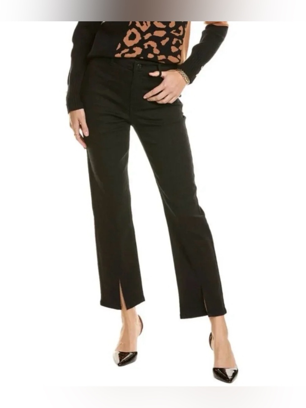 J. McLaughlin Rainey Black Jeans Front Slit Pants Size 10 NWT